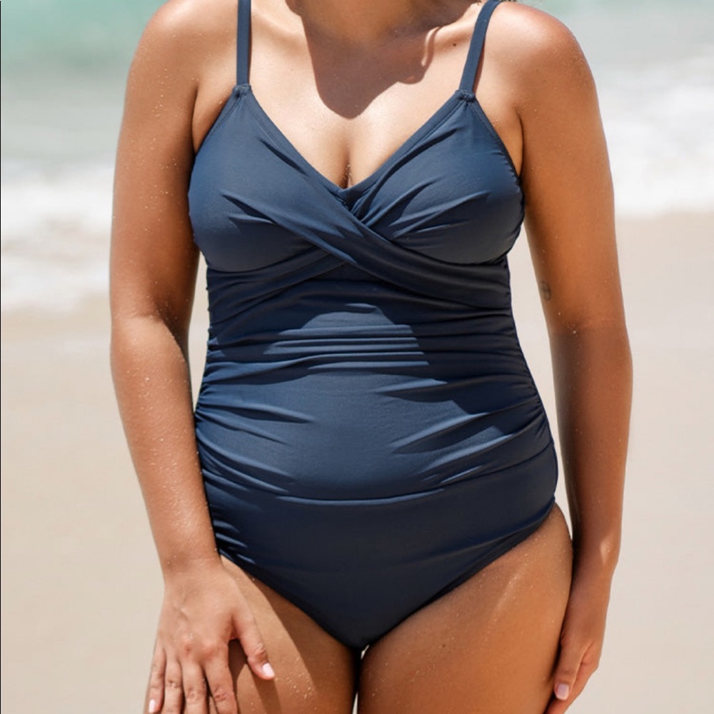 CUPSHE 0X Navy Blue One Piece Bathing Suit